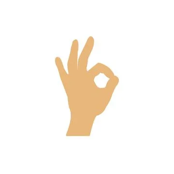 Okay hand black icon, Vector ok symbol isolated on white. Stock Illustration