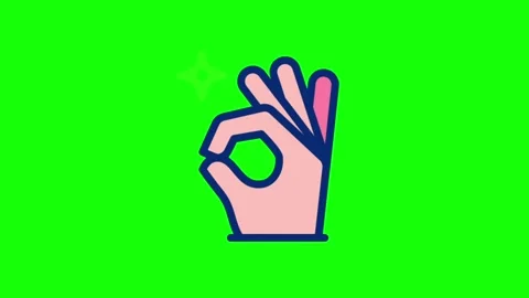 Okay hand gesture icon animation loop on green screen background Stock Footage 314092937