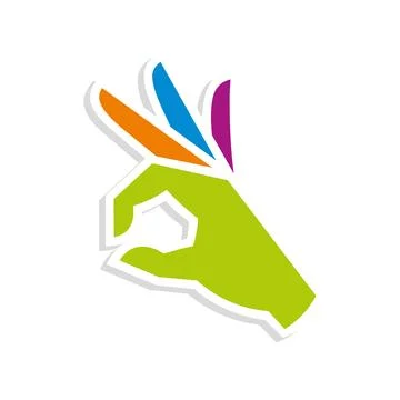 Okay Hand Gesture Vector Logo Template Stock Illustration