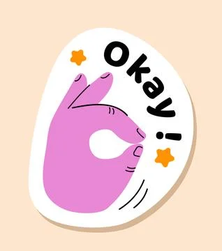 Okay hand symbol sticker. Vector illustration Stock Illustration