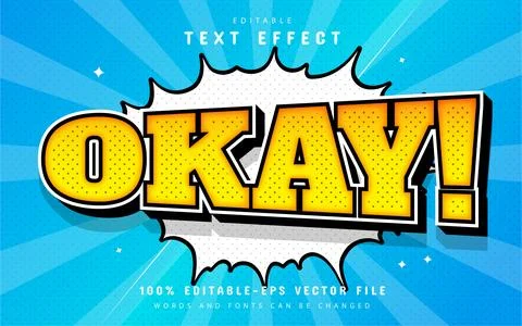 Okay text effect comic style Illustrazione stock