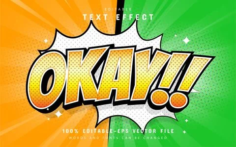 Okay text effect comic style Illustrazione stock
