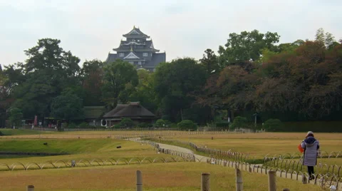 Okayama castle in fall 스톡 동영상 45500644