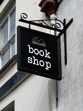 OKEHAMPTON, DEVON - JULY 30, 2026:  Sign outside bookshop in the town Stock Photos