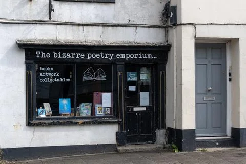 OKEHAMPTON, DEVON - JULY 30, 2026:  Exterior of the Bizarre Poetry Emporium.. Stock Photos