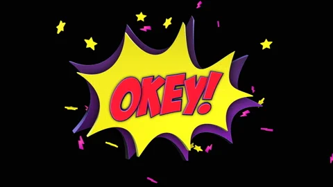 OKEY Comic Text Animation, with Alpha Matte, Loop Video stock 154302454