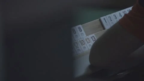 Okey Game Multicolored Numbers slow motion Stock Footage 133772175