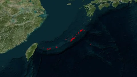 Okinawa Border Highlighted on Global Map Animation 4K 库存影片 330383430
