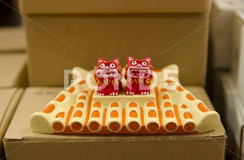 Okinawan Shisa figurines, a traditional protective god. Stock Photos