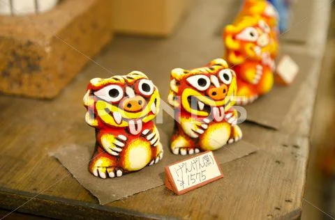 Okinawan Shisa figurines, a traditional protective god. Stock Photos