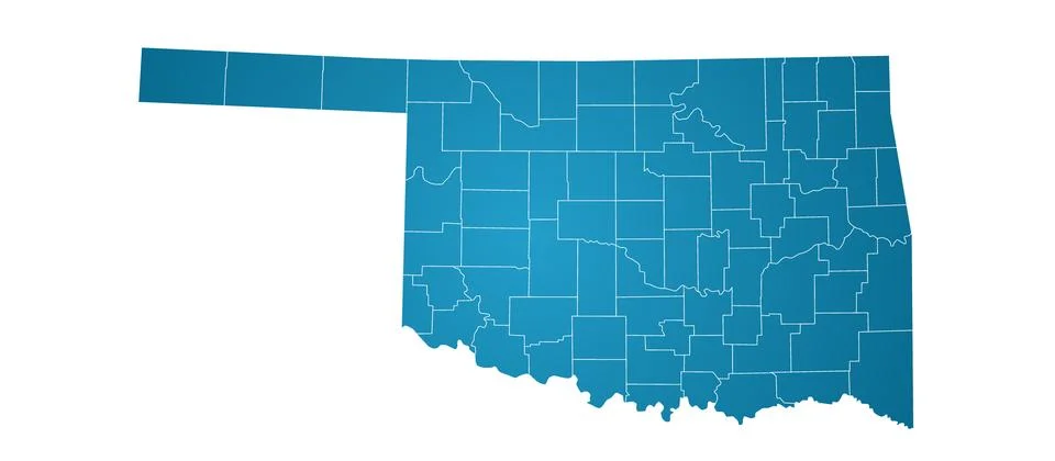 Oklahoma administrative map. counties map of Oklahoma, blank Map, empty Okl.. Stock Illustration