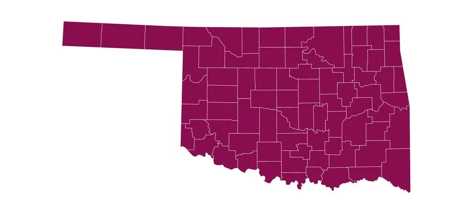 Oklahoma administrative map. counties map of Oklahoma, blank Map, empty Okl.. Stock Illustration