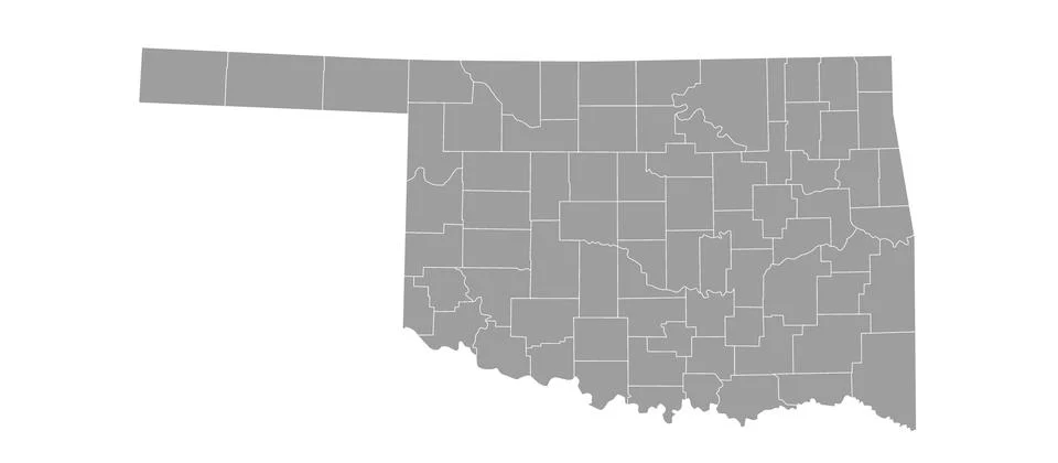Oklahoma administrative map. counties map of Oklahoma, blank Map, empty Okl.. Illustrazione stock