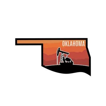 Oklahoma Border with Oil Jack Pump Stock Illustration