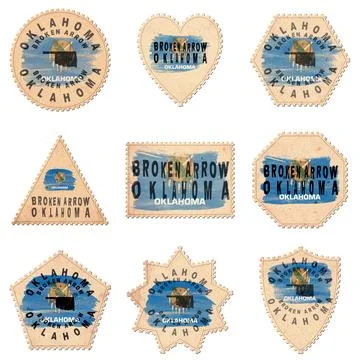 Oklahoma Broken Arrow Postage Stamps Stock Photos