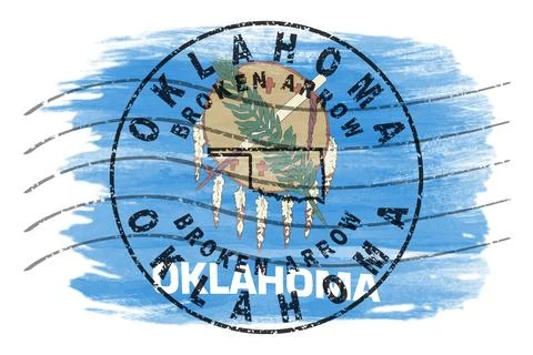 Oklahoma Broken Arrow Seal Map Design Stock Photos