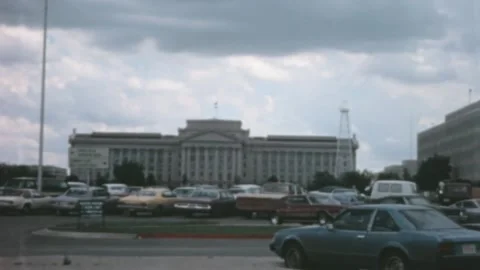Oklahoma City - 1978: traffic in front of Oklahoma State Capitol Stock Footage 152767526