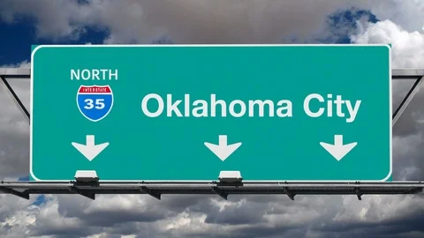 Oklahoma City Interstate Highway 35 Sign Stock Footage 104266143
