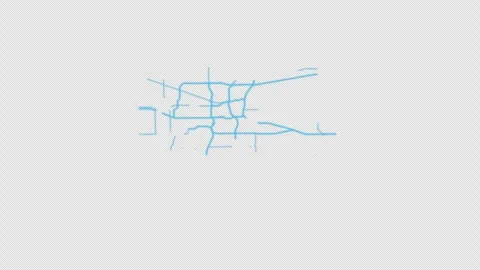 Oklahoma City Line Map Self Drawing Animated Overlay, Alpha 4K Stock Footage 340286730