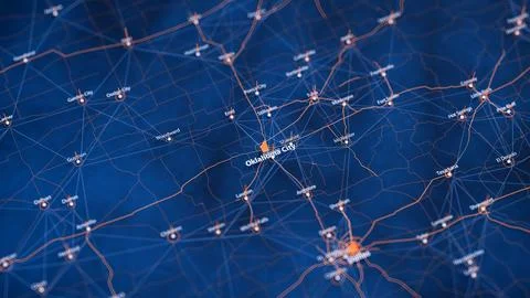 Oklahoma City map big data visualization. Futuristic map infographic of city in Stock Illustration