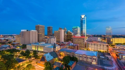 Oklahoma City, Oklahoma, USA Skyline Time Lapse Stock Footage