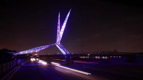Oklahoma City Skydance Pedestrian Bridge Stock Footage