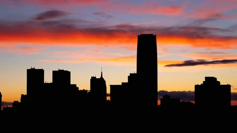 Oklahoma City: Time Lapse at Twilight with Colourful Sky, USA Stock Footage 183847222