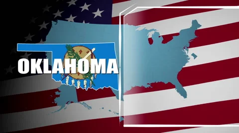 Oklahoma Countered Flag and Information Panel Stock Footage 66775125