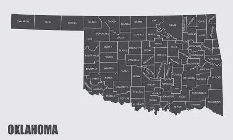 Oklahoma county map Illustrazione stock