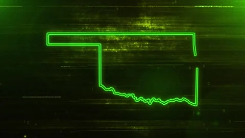 Oklahoma Digital Futuristic Glitch Map Stock Footage 333773065