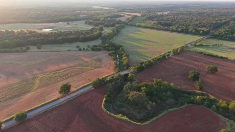 Oklahoma Drone 52 Week Sequence: Bridge 1 Orbit - Week 40 (Late August Parched) 스톡 동영상 344673101