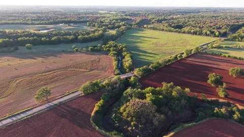 Oklahoma Drone 52 Week Sequence: Bridge 1 Orbit-Week 44 (Late September, Fall) 스톡 동영상 347175853