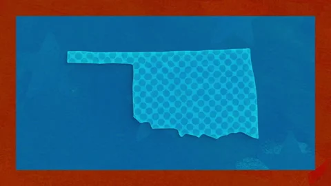 Oklahoma Election Map Animation on Blue Background Vídeo Stock 347571489