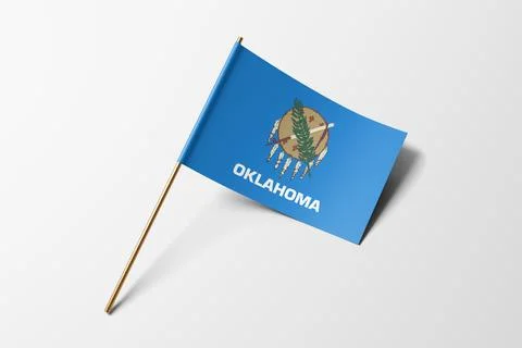 Oklahoma flag of small paper, isolated on white background Stock Illustration