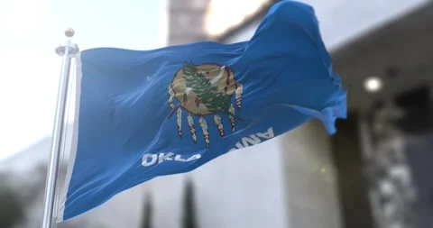 Oklahoma flag waving-seamless-loop-4k-60fps Stock Footage 345332539