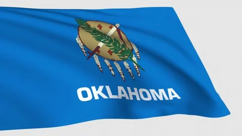 Oklahoma flag waving on a transparent background Stock Footage 323637401