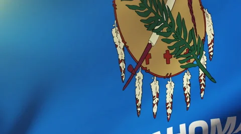 Oklahoma flag waving in the wind. Looping sun rises style.  Animation loop Stock Footage 48193132