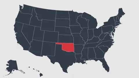 Oklahoma Flashing Red on US Election Map Animation Seamless Loop Alpha 4K Video stock 341305328