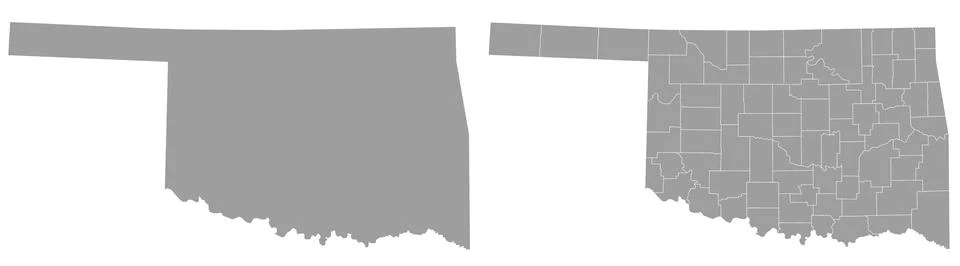 Oklahoma grey sets map on white background Stock Illustration