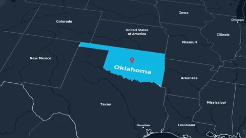 Oklahoma Map Animation Locator Zoom 4K Motion Graphic Stock Footage 342816696