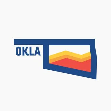 Oklahoma Map Border with Mountain Retro Illustrazione stock