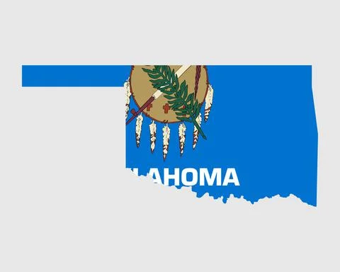 Oklahoma Map Flag. Map of OK, USA with the state flag Stock Illustration