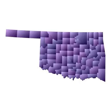 Oklahoma map. Geometric style us state outline with counties. Ecstatic viol.. Stock Illustration