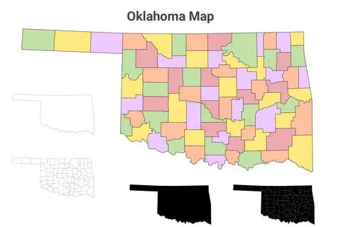 Oklahoma Map. Oklahoma administrative map, Oklahoma outline and counties st.. Stock Illustration