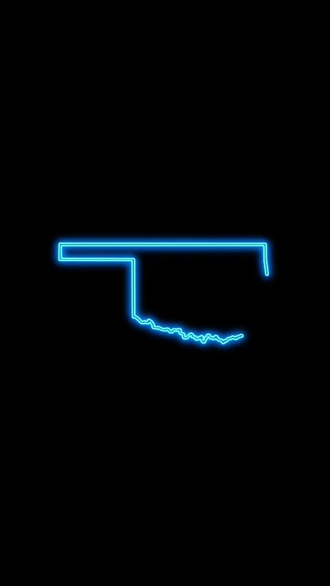 Oklahoma Map Outline Neon Lights Stock Footage 333119011