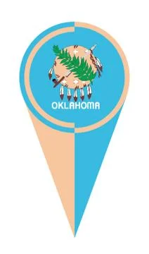 Oklahoma Map Pointer Location Flag Stock Illustration