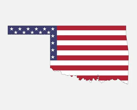 Oklahoma Map USA Flag Stock Illustration