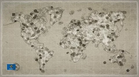Oklahoma Norman Stamp World Map Ilustração Stock