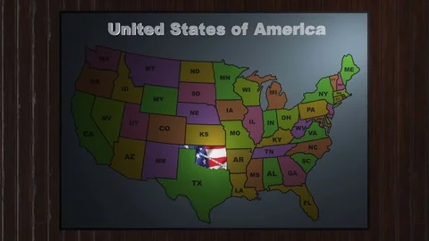 Oklahoma pull out from USA states abbreviations map Video stock 80801230