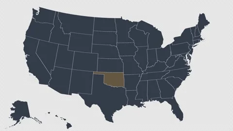 Oklahoma Pulsing on US Election Map Animation Seamless Loop Alpha Channel 4K Stock Footage 341308425